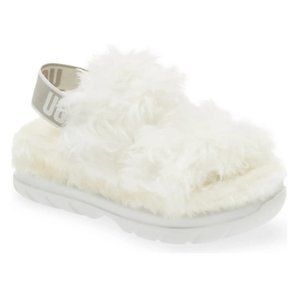 NEW UGG Sizes 6 to 11 Women's Fluff Sugar Platform Strappy Sandals - White